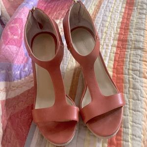 Super cute; nice condition coral wedges with awesome grip, so no slip!!